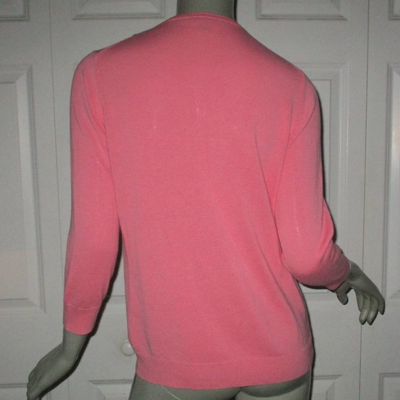 TALBOTS Coral Pink Beaded Cardigan Sweater Size Medium New - Picture 5 of 6